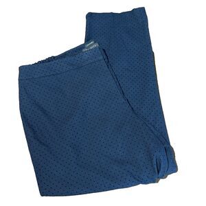 Talbots Hampshire Ankle Pants Womens‎ 18W Navy Blue Flocked Polka Dot Classic
